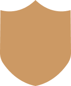 Brown shield icon on transparent background.