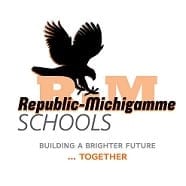 Republic-Michigamme Schools logo with an eagle.